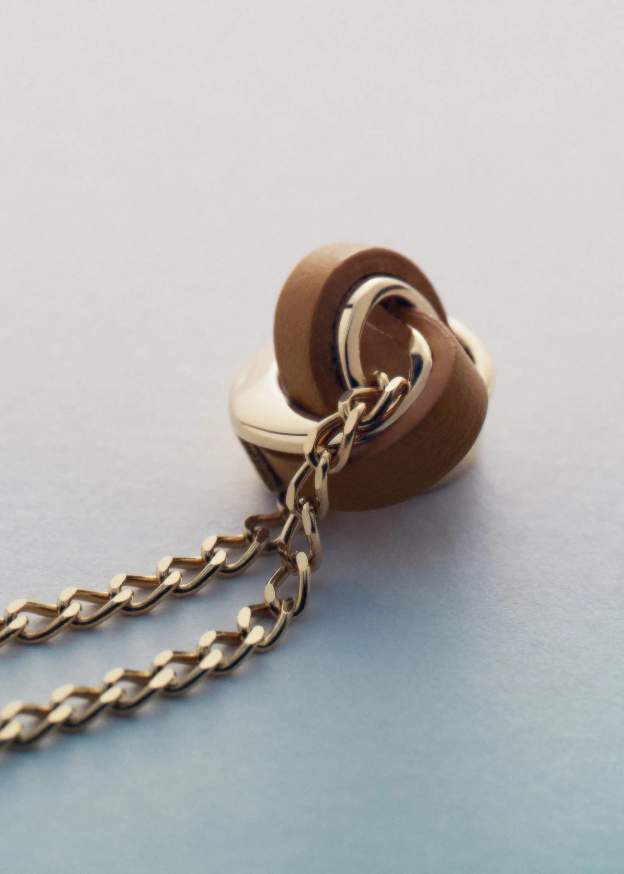 Ormé Necklace - Gold Gilded with Camel Leather - Image 3